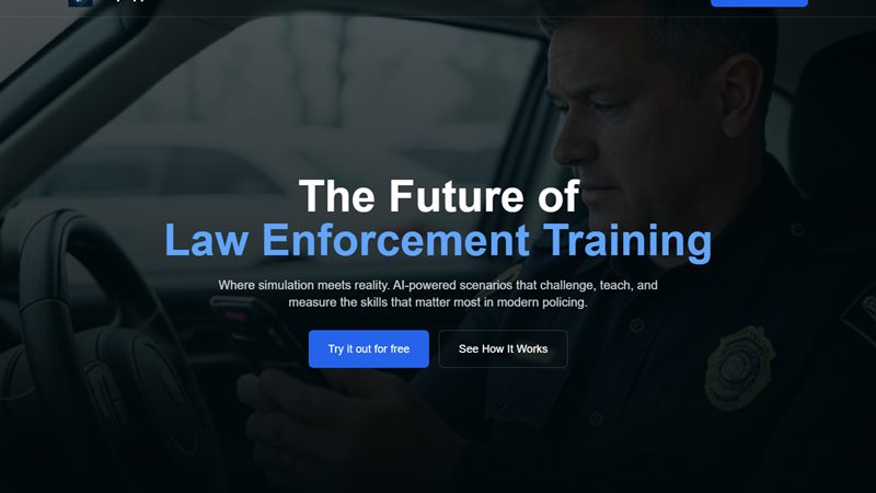 CopApp.ai landing page — 'The Future of Law Enforcement Training'